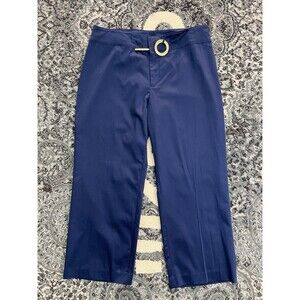 Lauren Ralph Lauren LRL Cropped Pants Womens Size 12 Round Gold Belt Buckle Logo